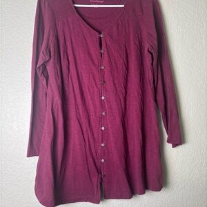Woman Within Plum Button Down Shirt